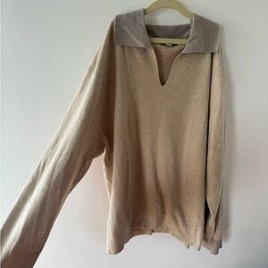 Uniqlo Beige Collared Knit Top